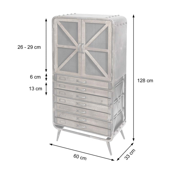 Apothekerschrank Holz & Metall 128x60x33cm Industrial Schrank