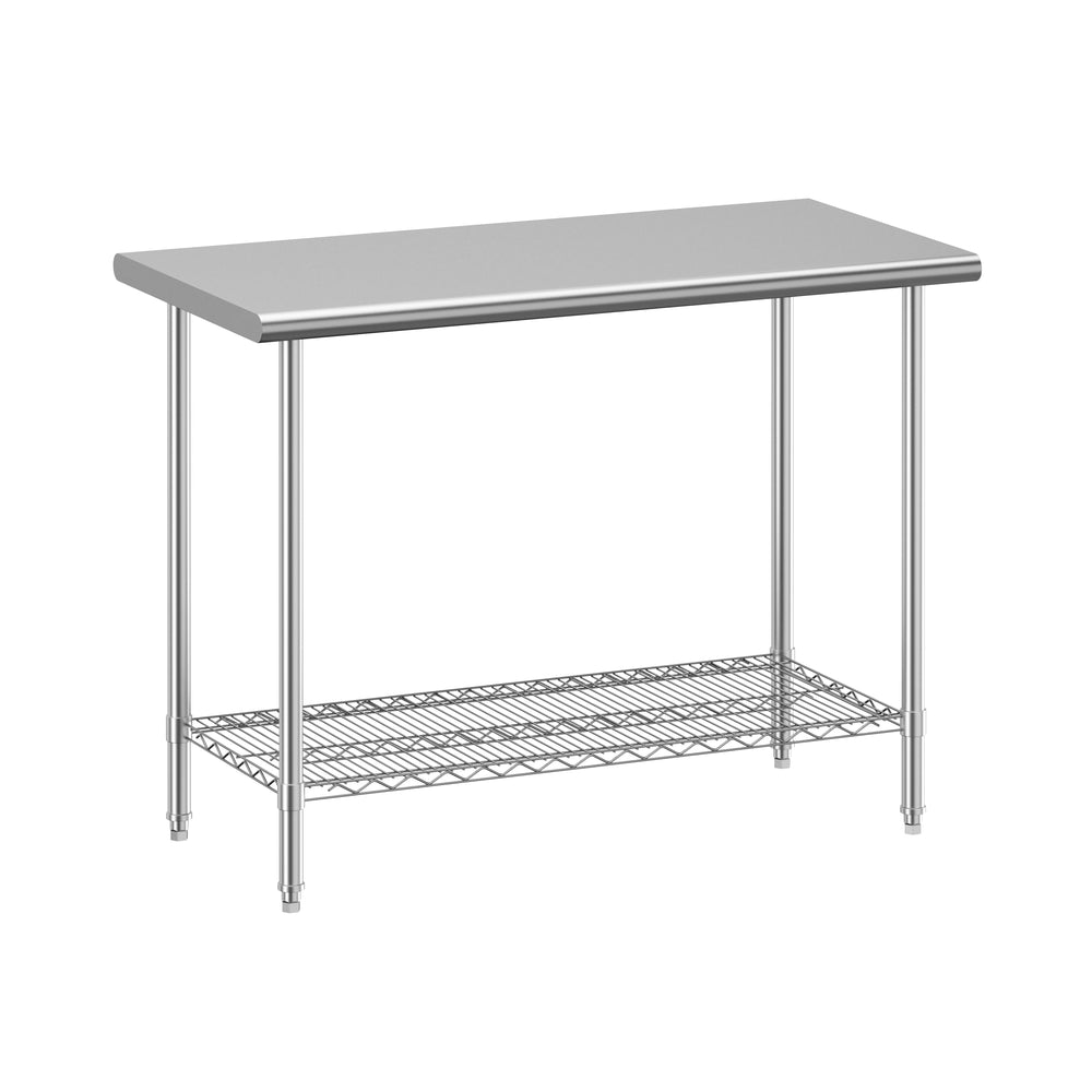 Arbeitstisch Edelstahl mit Ablage 120 x 61 cm silber