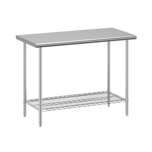 Arbeitstisch Edelstahl mit Ablage 120 x 61 cm silber