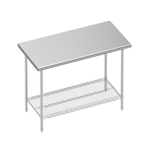 Arbeitstisch Edelstahl mit Ablage 120 x 61 cm silber