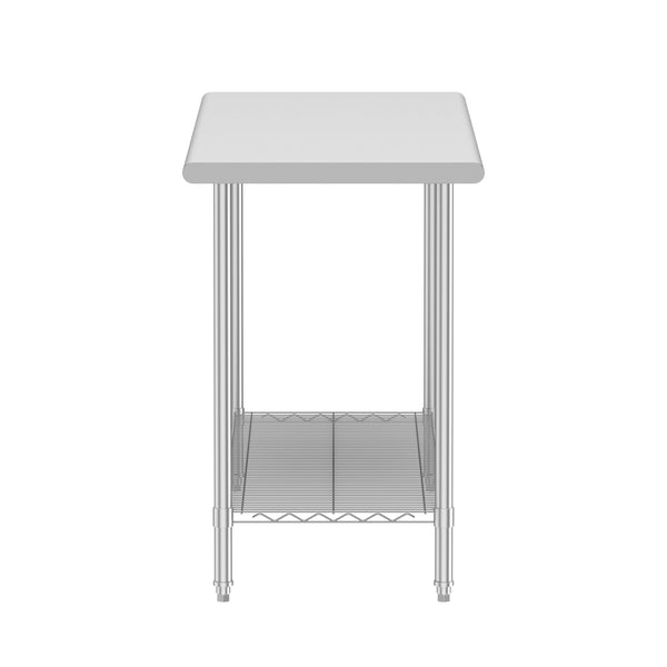 Arbeitstisch Edelstahl mit Ablage 120 x 61 cm silber