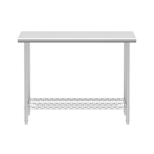 Arbeitstisch Edelstahl mit Ablage 120 x 61 cm silber