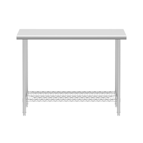Arbeitstisch Edelstahl mit Ablage 120 x 61 cm silber