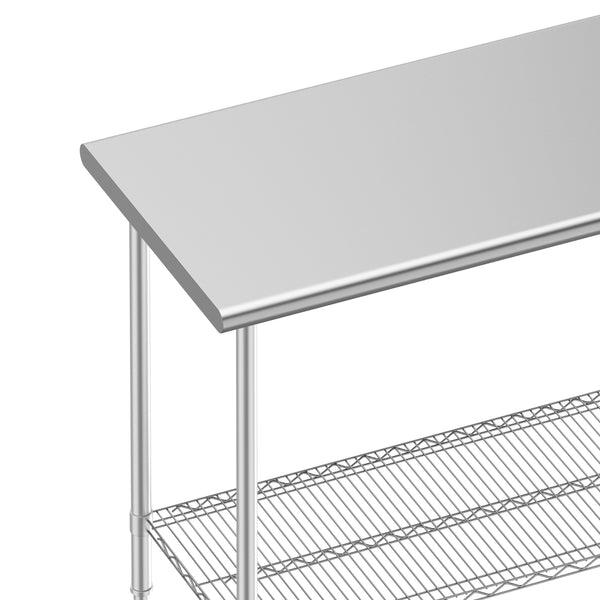 Arbeitstisch Edelstahl mit Ablage 120 x 61 cm silber