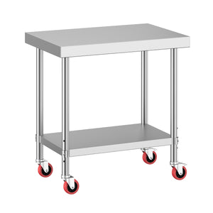 Arbeitstisch Edelstahl mit Rollen 90 x 60 cm silber