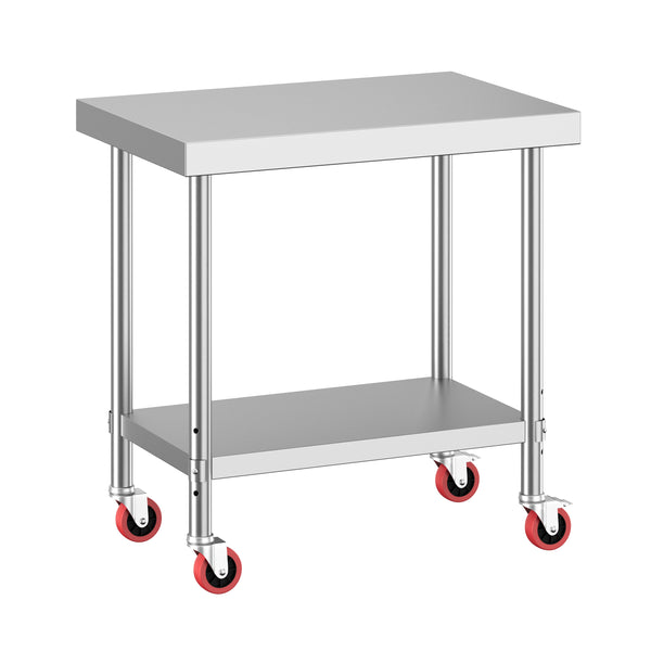 Arbeitstisch Edelstahl mit Rollen 90 x 60 cm silber