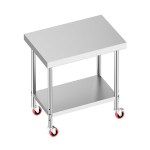 Arbeitstisch Edelstahl mit Rollen 90 x 60 cm silber