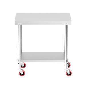 Arbeitstisch Edelstahl mit Rollen 90 x 60 cm silber