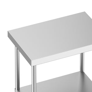 Arbeitstisch Edelstahl mit Rollen 90 x 60 cm silber
