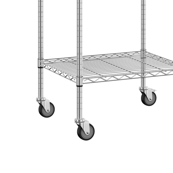 Arbeitstisch Edelstahl mit Rollen und Ablagen 61 x 51 cm silber