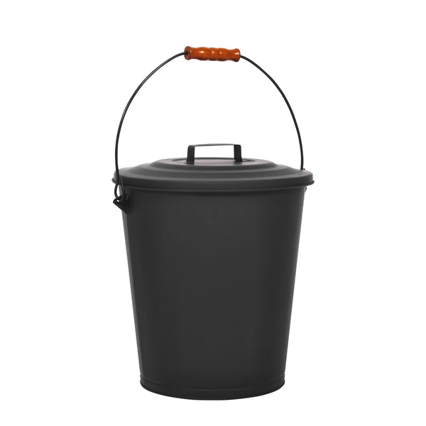 Ascheeimer mit Deckel und Kehrset 25L