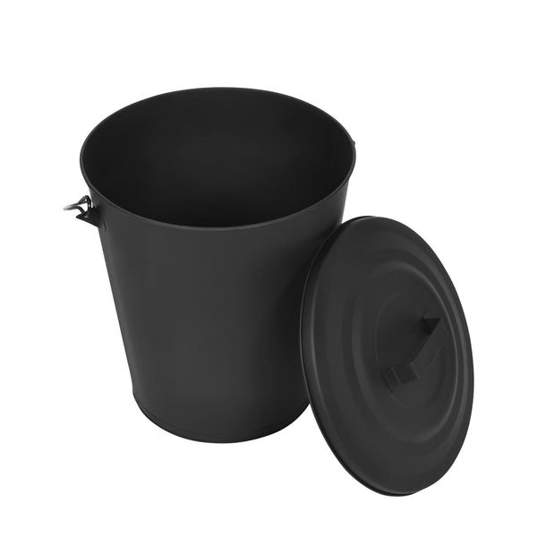 Ascheeimer mit Deckel und Kehrset 25L