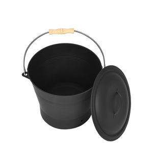 Ascheeimer mit Deckel und Kehrset 8L