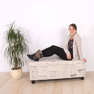 Aufbewahrungs-Truhe Sitzbank Bank Kriens Textil 112x45x45cm ~ beige