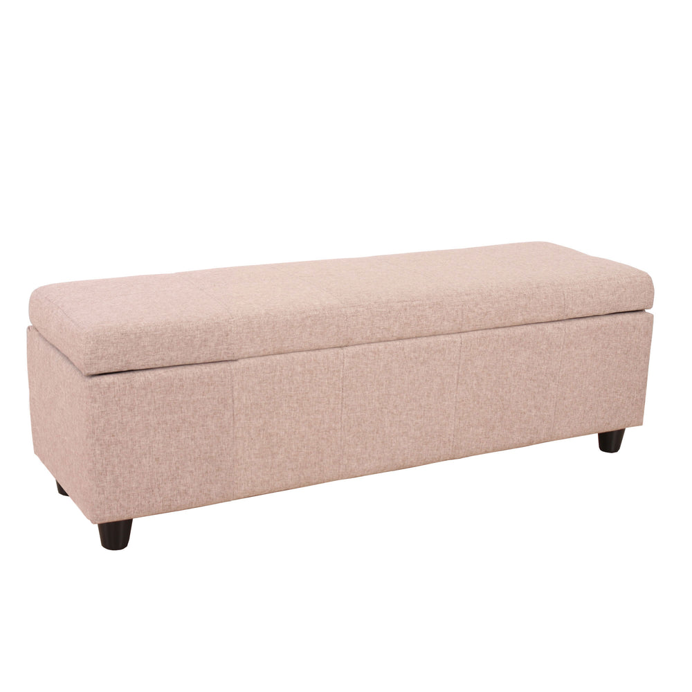 Aufbewahrungs-Truhe Sitzbank Bank Kriens Textil 112x45x45cm ~ beige