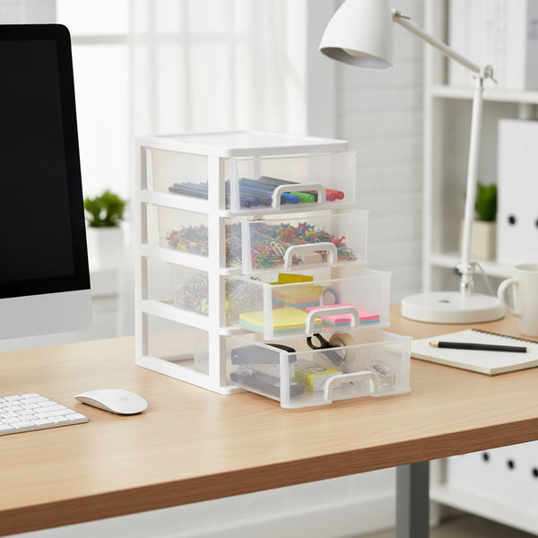 Aufbewahrungsbox 25 x 34 x 41 cm 4 Schubladen grau/transparent