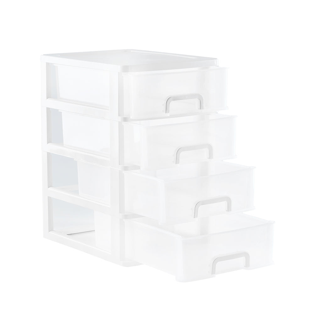 Aufbewahrungsbox 25 x 34 x 41 cm 4 Schubladen grau/transparent