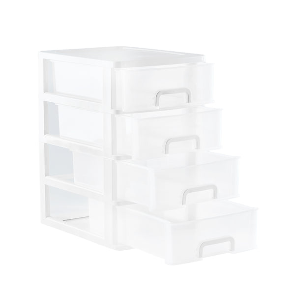 Aufbewahrungsbox 25 x 34 x 41 cm 4 Schubladen grau/transparent