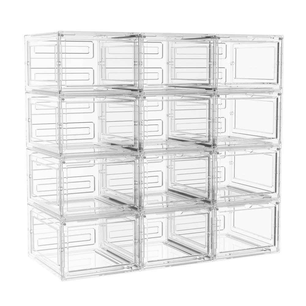 Scatola portaoggetti 34 x 27 x 19 cm, set da 12, trasparente