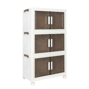 Aufbewahrungsbox faltbar mit Rollen 3er Set weiss/braun