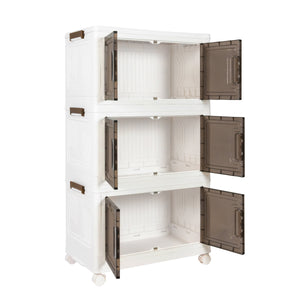 Aufbewahrungsbox faltbar mit Rollen 3er Set weiss/braun