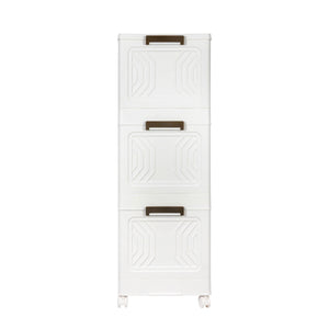 Aufbewahrungsbox faltbar mit Rollen 3er Set weiss/braun