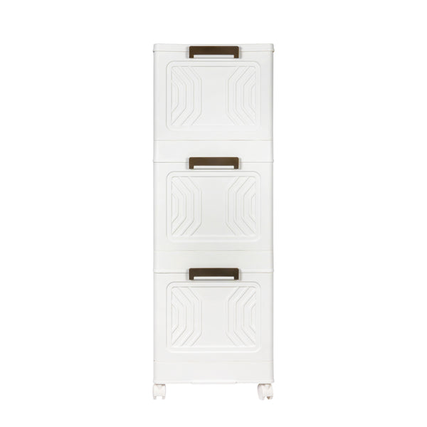 Aufbewahrungsbox faltbar mit Rollen 3er Set weiss/braun