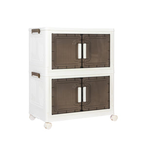 Aufbewahrungsbox faltbar mit Rollen 3er Set weiss/braun