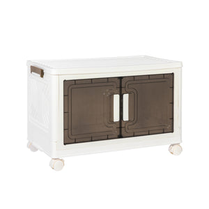 Aufbewahrungsbox faltbar mit Rollen 3er Set weiss/braun