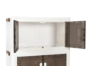 Aufbewahrungsbox faltbar mit Rollen 3er Set weiss/braun
