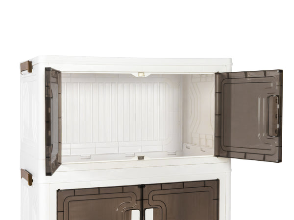 Aufbewahrungsbox faltbar mit Rollen 3er Set weiss/braun