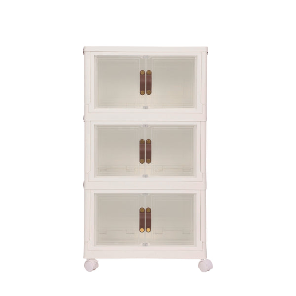 Rollturm mit 3 Aufbewahrungsboxen beige