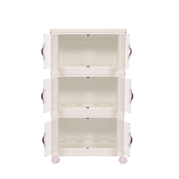 Rollturm mit 3 Aufbewahrungsboxen beige