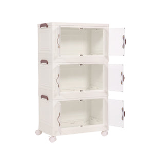Rollturm mit 3 Aufbewahrungsboxen beige