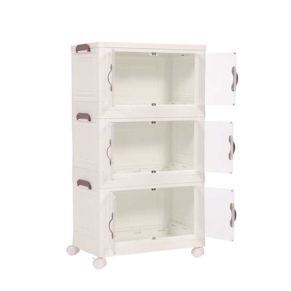 Rollturm mit 3 Aufbewahrungsboxen beige