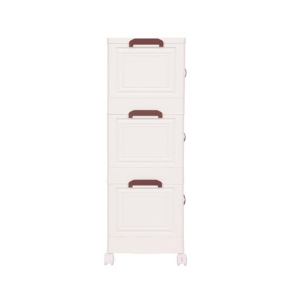 Rollturm mit 3 Aufbewahrungsboxen beige