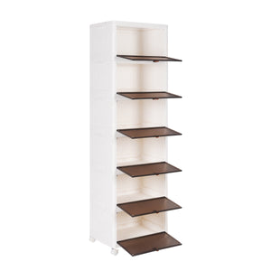 Aufbewahrungsbox faltbar mit Rollen 6er Set weiss/braun