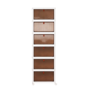 Aufbewahrungsbox faltbar mit Rollen 6er Set weiss/braun
