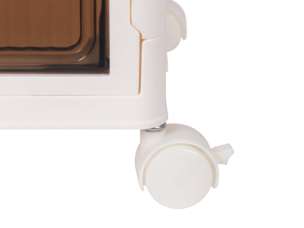 Aufbewahrungsbox faltbar mit Rollen 6er Set weiss/braun