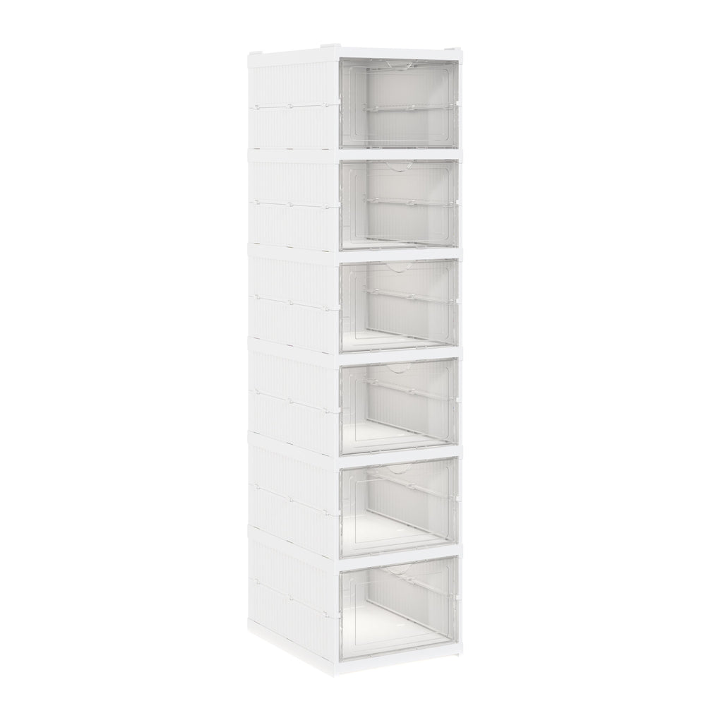 Contenitore pieghevole con 6 ripiani, bianco