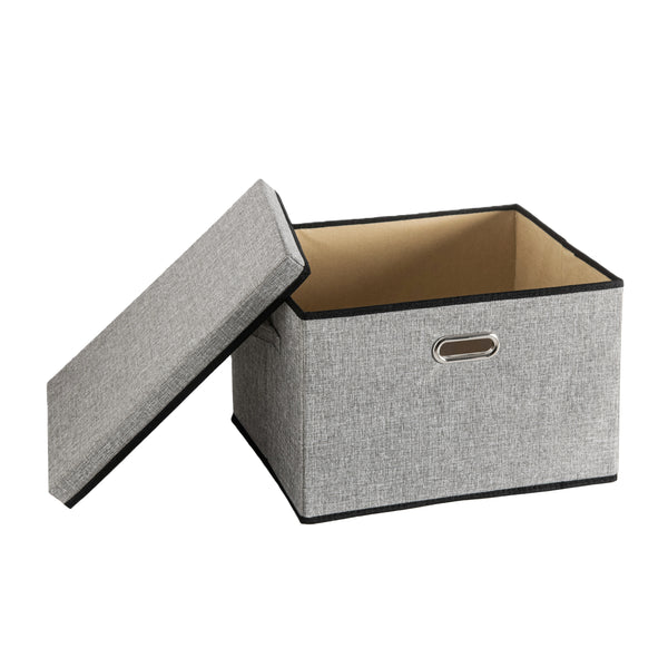 Aufbewahrungsbox mit Deckel BERTA 43 x 30 x 30 cm 5er Set grau