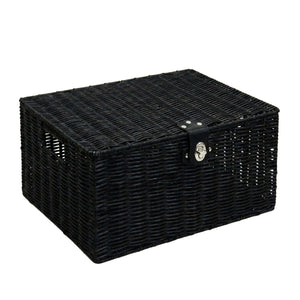 Aufbewahrungskorb mit Deckel RHINE 36 x 19 x 28 cm 2er Set schwarz