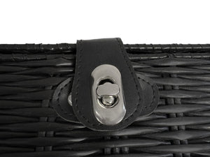 Aufbewahrungskorb mit Deckel RHINE 36 x 19 x 28 cm 2er Set schwarz
