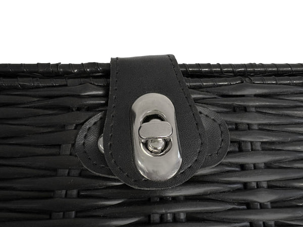 Aufbewahrungskorb mit Deckel RHINE 36 x 19 x 28 cm 2er Set schwarz