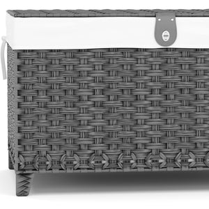 Aufbewahrungskorb Rattan mit Deckel 160L grau