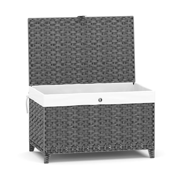 Aufbewahrungskorb Rattan mit Deckel 160L grau