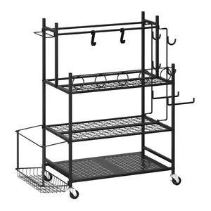 Aufbewahrungsregal auf Rollen für Fitnessgeräte 105 x 39 x 92 cm schwarz