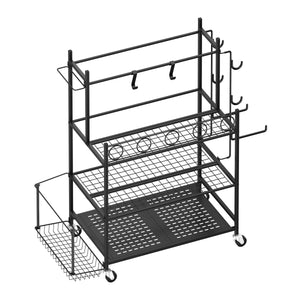 Aufbewahrungsregal auf Rollen für Fitnessgeräte 105 x 39 x 92 cm schwarz