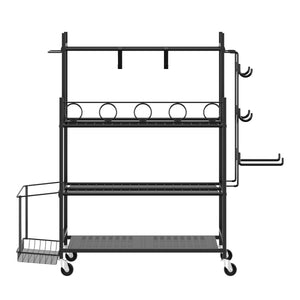 Aufbewahrungsregal auf Rollen für Fitnessgeräte 105 x 39 x 92 cm schwarz