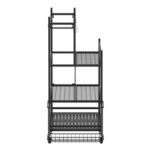 Aufbewahrungsregal auf Rollen für Fitnessgeräte 105 x 39 x 92 cm schwarz